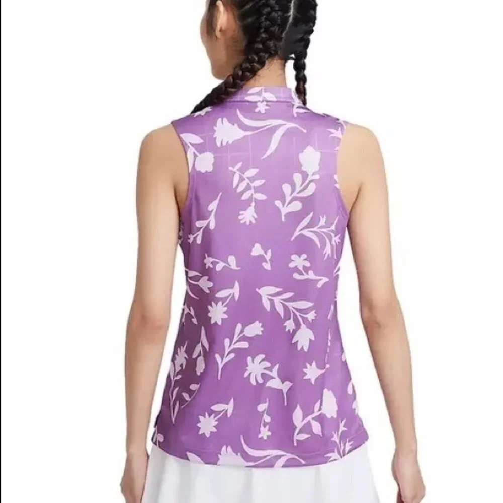 Nike Women's Breathe Floral Printed Sleeveless Polo Size M